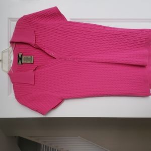 525 America,  Size L, ladies pink cable knit polo